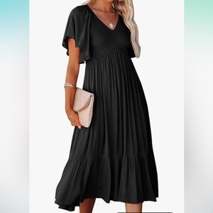 Black Flutter Sleeve Women's Dress